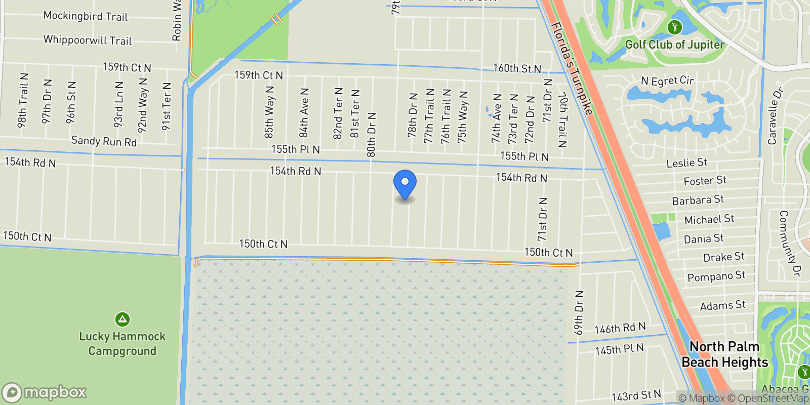 Map showing 15315 78th Drive N, Palm Beach Gardens, Florida, United States.