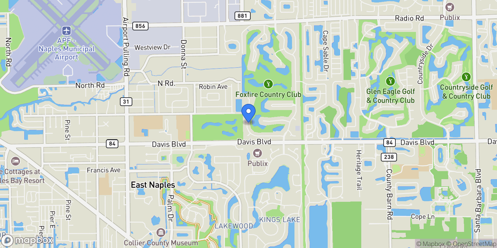 Map showing 1203 Foxfire LN, Naples, FL, 34104, USA, Naples, Florida, United States.
