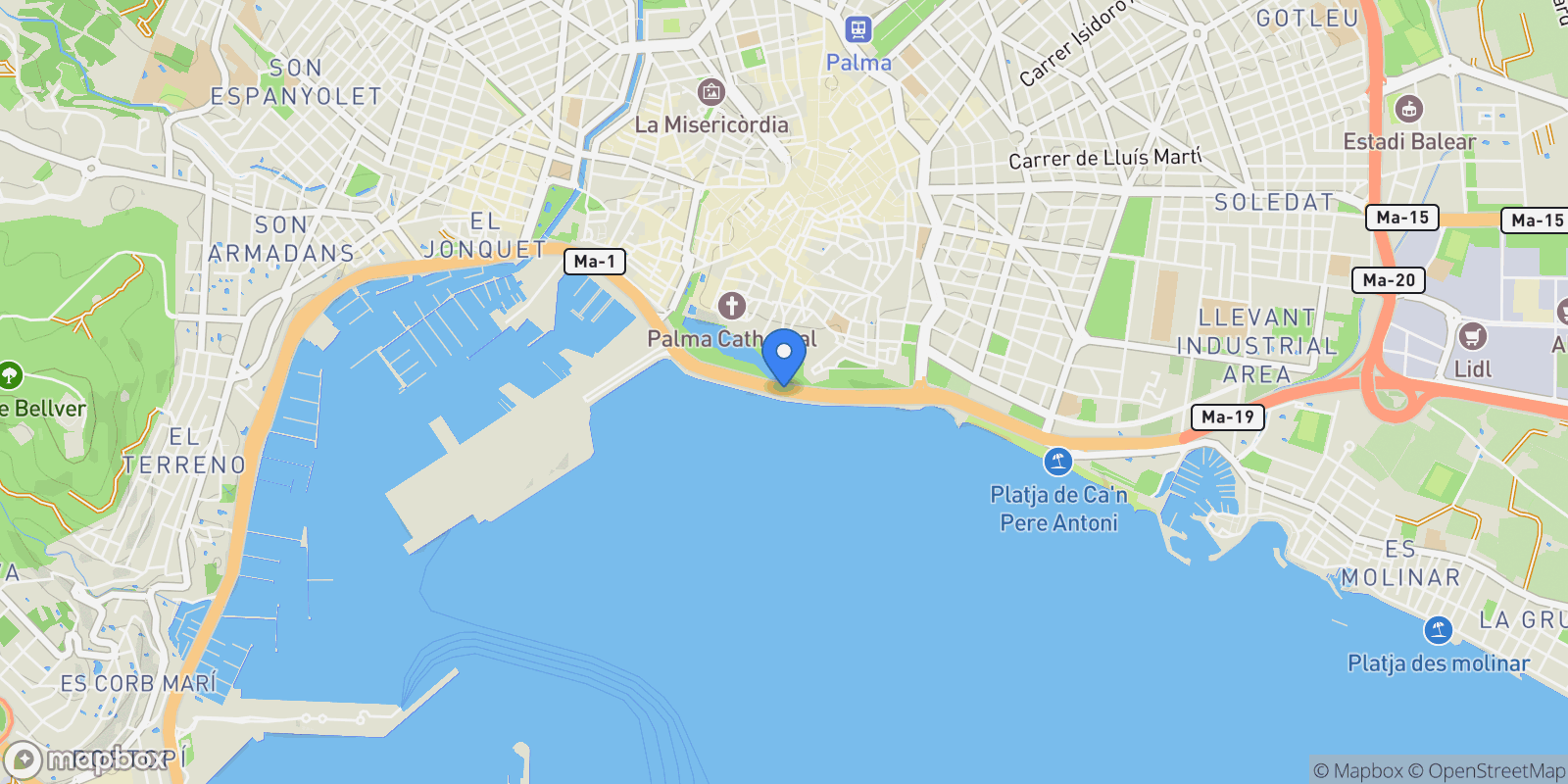 Map showing Palma, Mallorca, Palma, Palma, Balearic Islands, Spain.