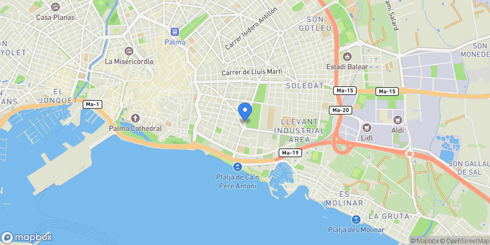 Map showing Palma, Mallorca, Palma, Palma, Balearic Islands, Spain.