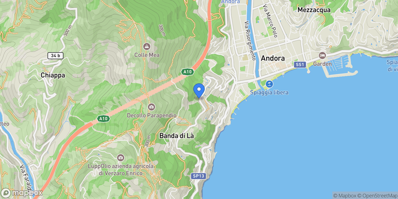 Map showing Str. delle Colline, 54, 17051 Andora SV, Italy, Andora, Liguria, Italy.