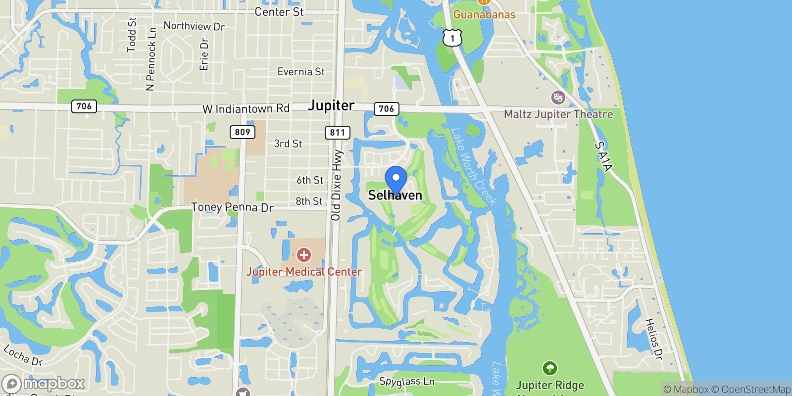 Map showing 17001 Freshwind Circle, Jupiter, Florida, United States.