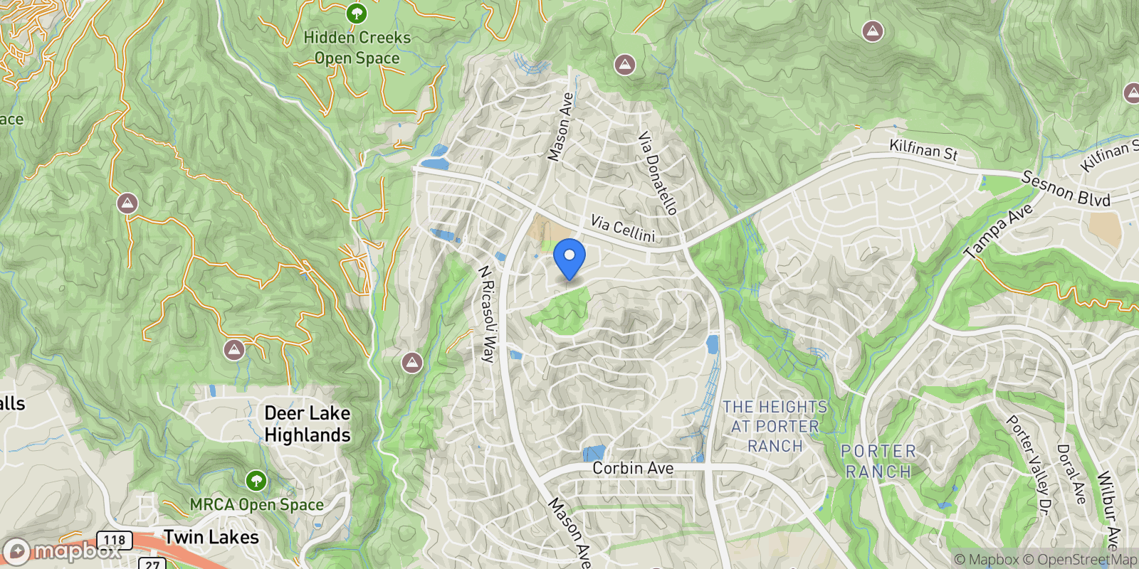 Map showing 20452 W Esmerelda Lane, Porter Ranch, CA, 91326, USA, Los Angeles, California, United States.
