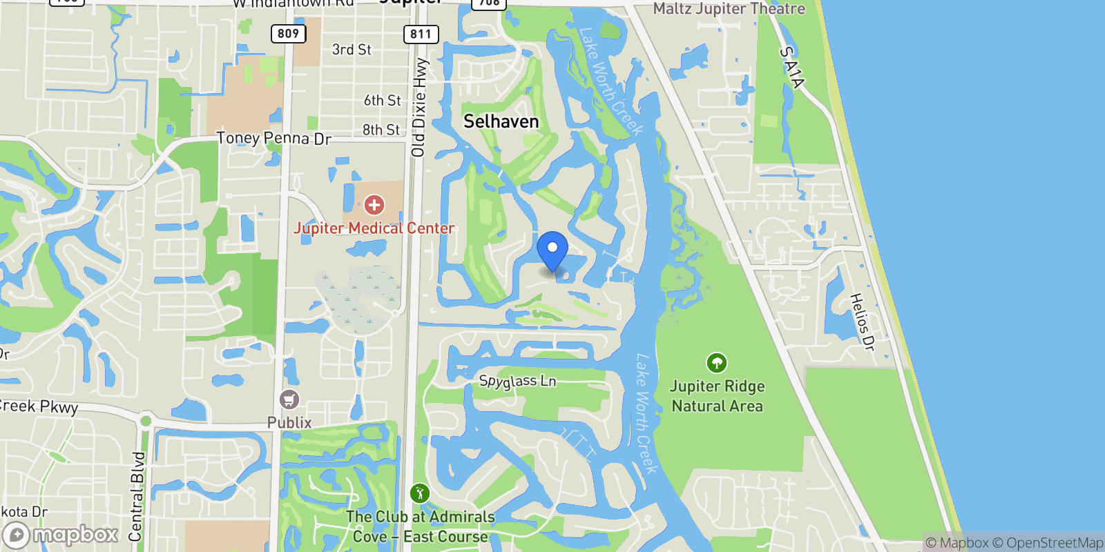 Map showing 3486 Lantern Bay Drive, Jupiter, Florida, United States.