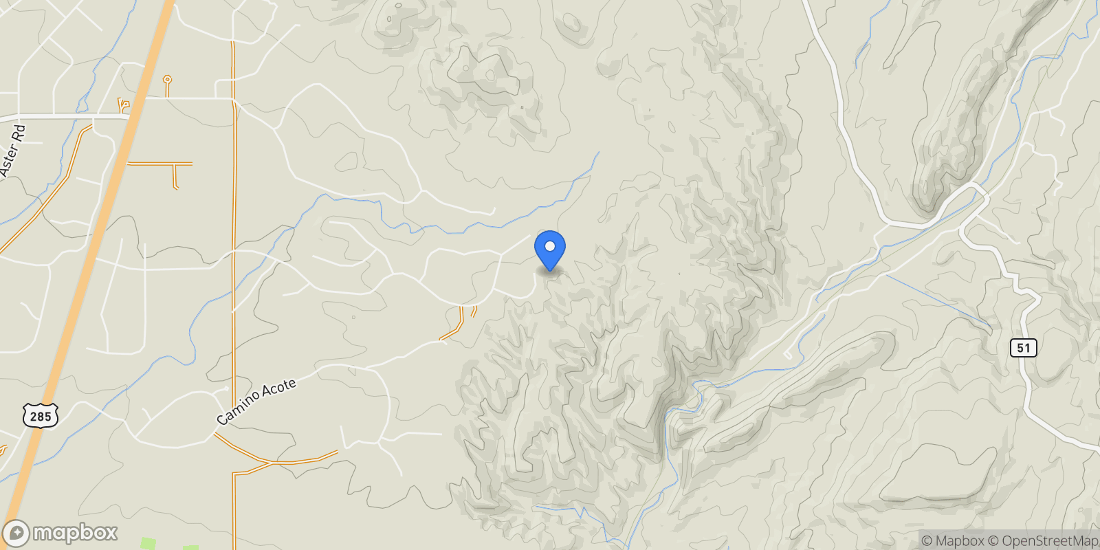 Map showing 21 Buen Pastor, Santa Fe, NM 87508, Santa Fe, New Mexico, United States.
