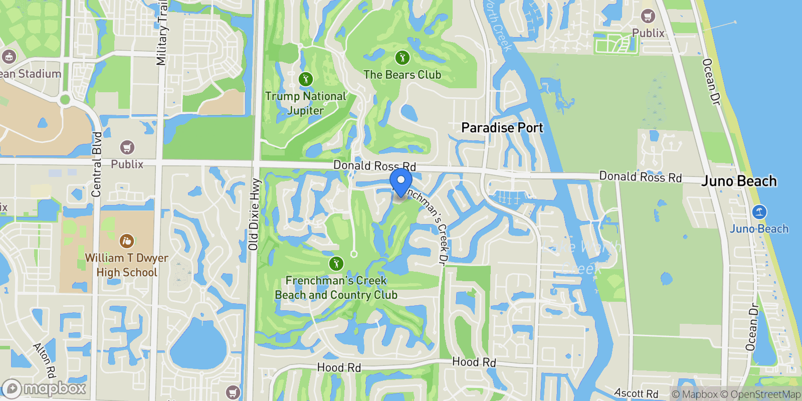 Map showing 13840 Le Mans Way, Palm Beach Gardens, Florida, United States.