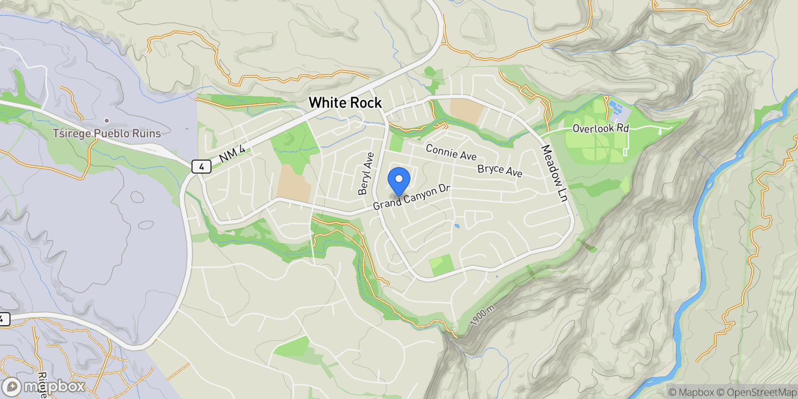 Map showing 220 Grand Canyon Drive, White Rock, NM 87547, White Rock, New Mexico, United States.