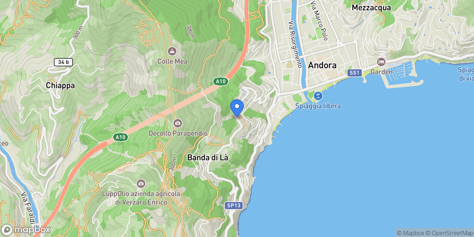 Map showing Str. delle Colline, 17051 Andora SV, Italy, Liguria, Italy.