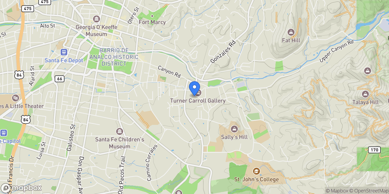Map showing 420 Camino Don Miguel, Santa Fe, NM 87505, Santa Fe, New Mexico, United States.