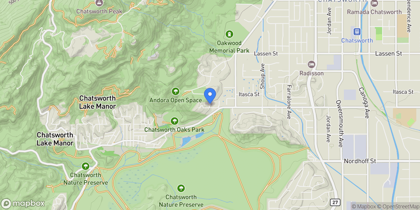 Map showing 22757 Plummer Street, Chatsworth, CA, 91311, USA, Los Angeles, California, United States.