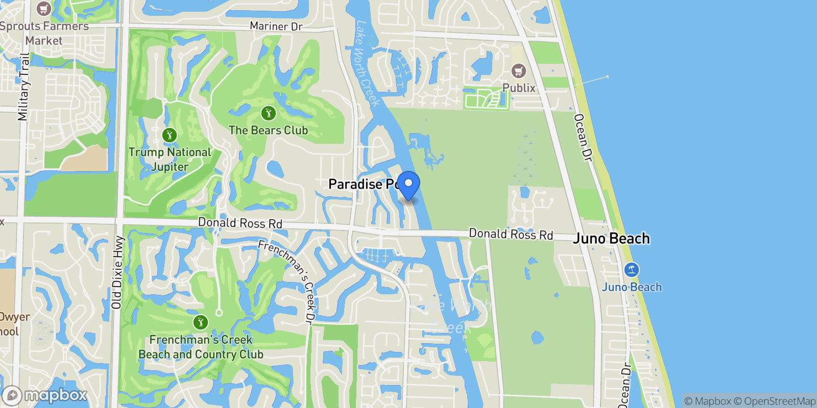 Map showing 14140 Paradise Point Road, Palm Beach Gardens, Florida, United States.