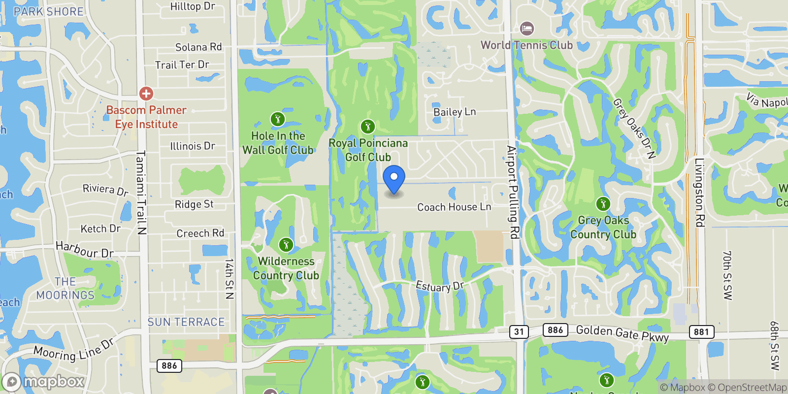 Map showing 2263 Coach House LN, Naples, FL, 34105, USA, Naples, Florida, United States.