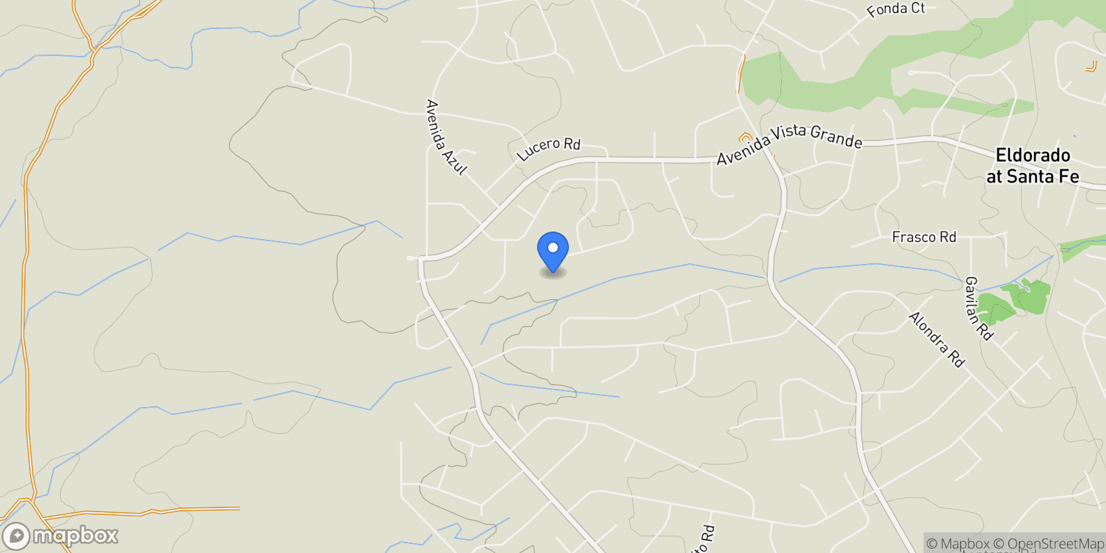 Map showing 5 Cerrado Court, Santa Fe, NM 87508, Santa Fe, New Mexico, United States.