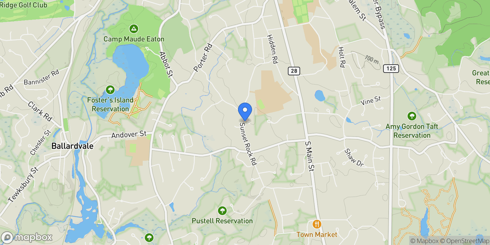 Map showing 56 Sunset Rock, Andover, MA, 01810, USA, Andover, Massachusetts, United States.