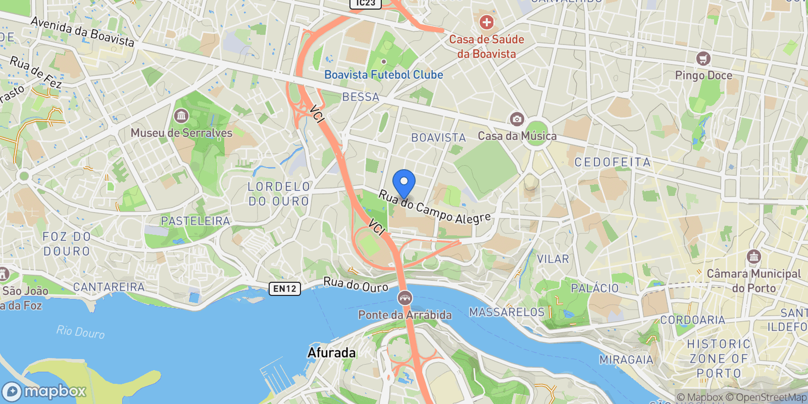 Map showing Rua do Campo Alegre 1024, Porto, Portugal, Lordelo do Ouro e Massarelos, Porto District, Portugal.
