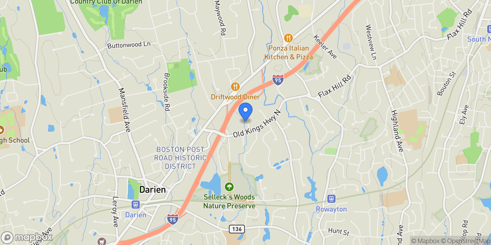 Map showing 5 Wakeman Road, Darien, CT, 06820, USA, Darien, Connecticut, United States.