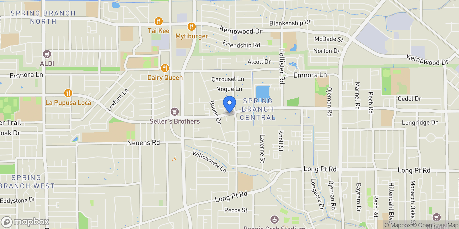 Map showing 9213 Hammerly Boulevard, Houston, TX 77080, Houston, Texas, United States.