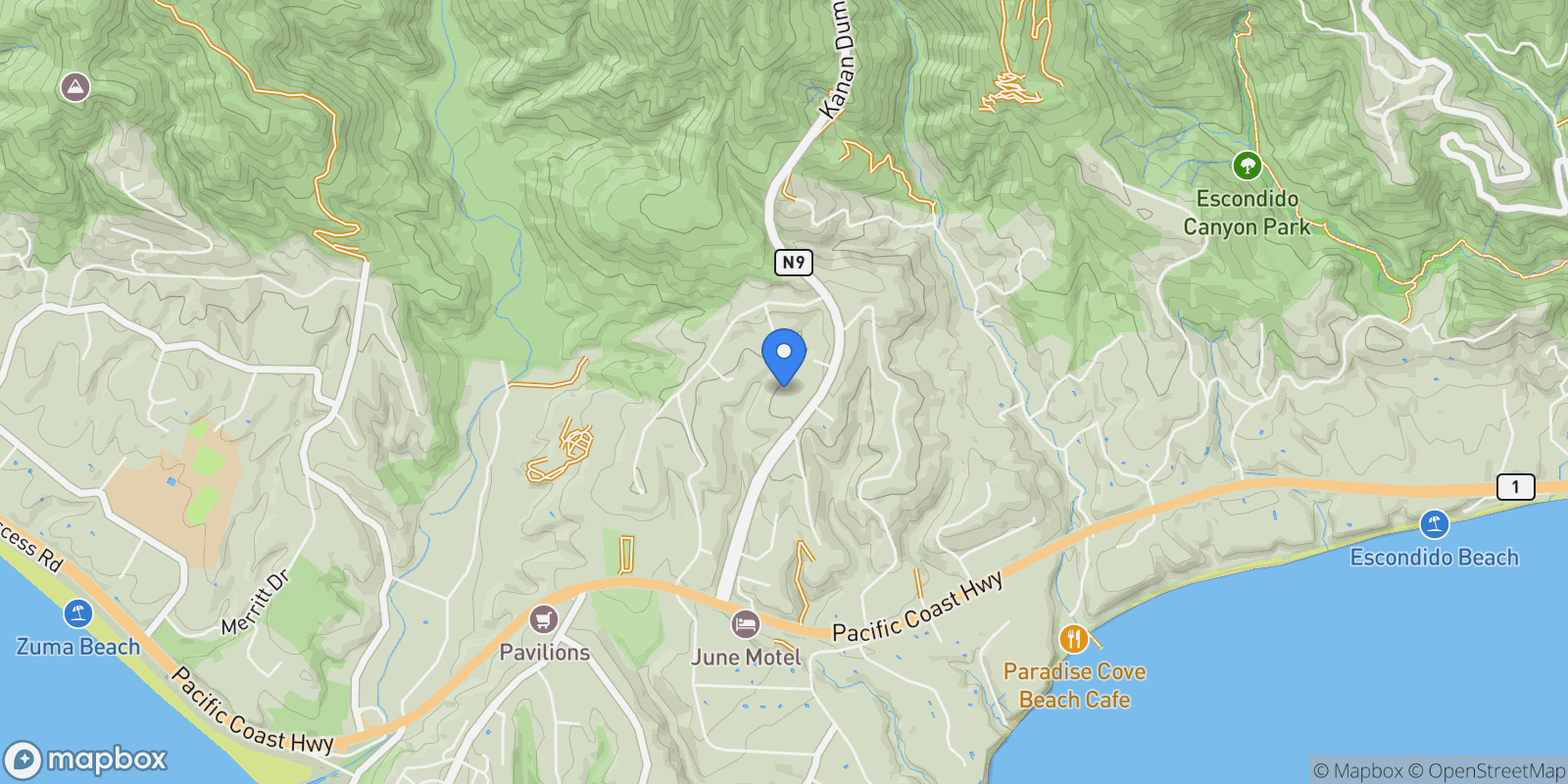 Map showing 5931 Kanan Dume Road, Malibu, California, United States.