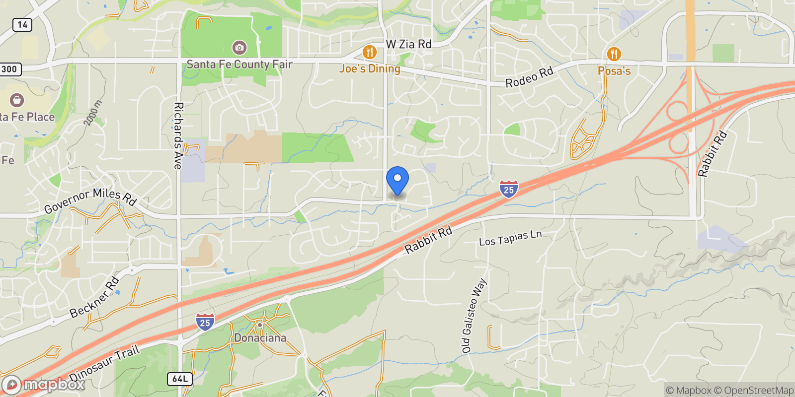 Map showing 3000 Governor Lindsey Road, Santa Fe, NM 87505, Santa Fe, New Mexico, United States.