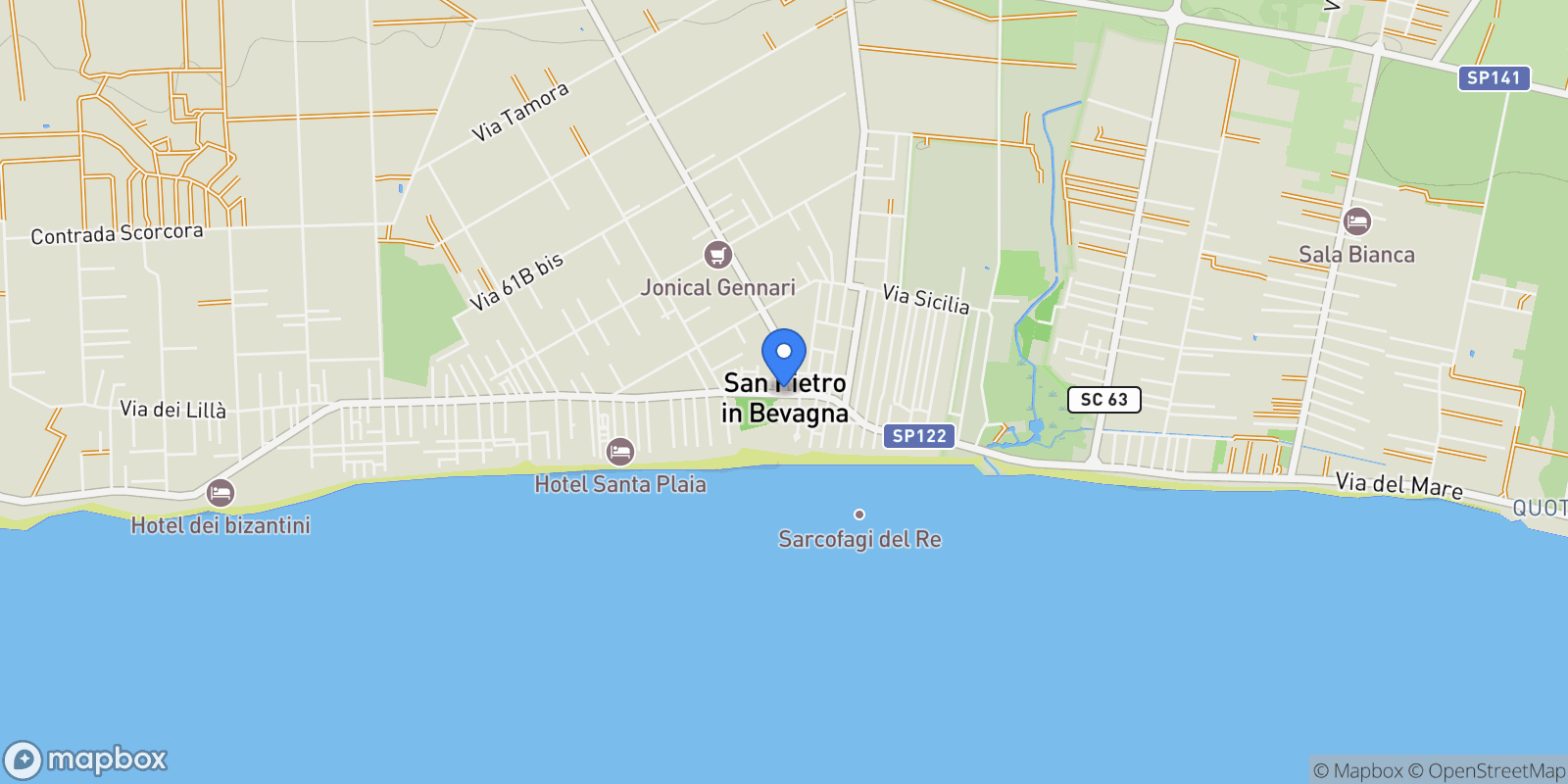 Map showing San Pietro In Bevagna, Apulia, Italy.