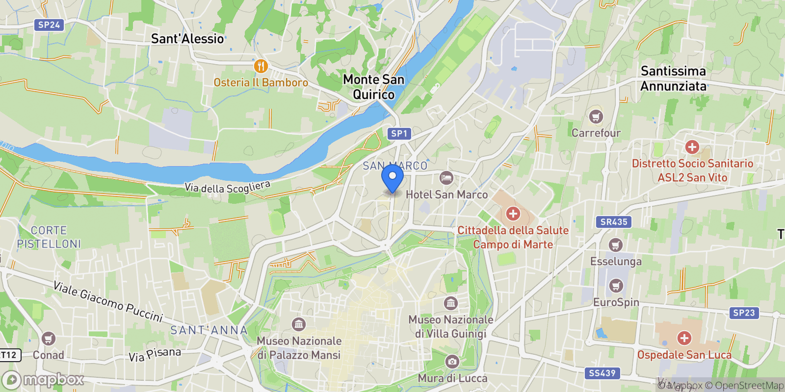 Map showing Lucca, Tuscany, Italy.