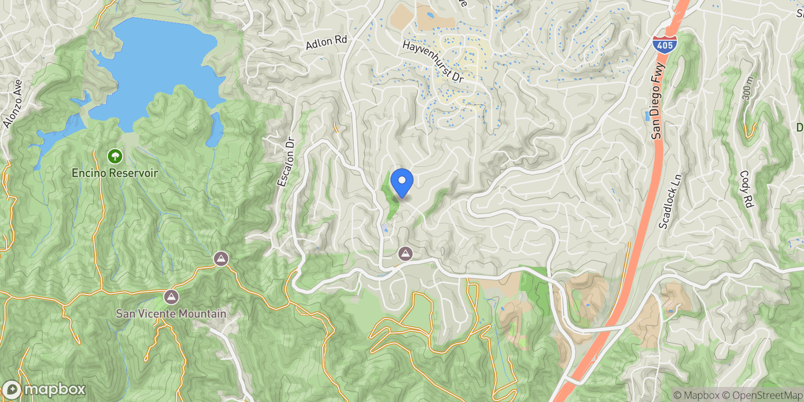 Map showing 3541 Westfall Drive, Los Angeles, California, United States.