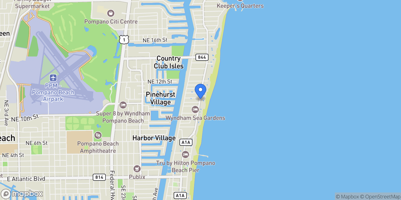 Map showing 730 N Ocean Blvd 404, Hillsboro Beach, Florida, United States.