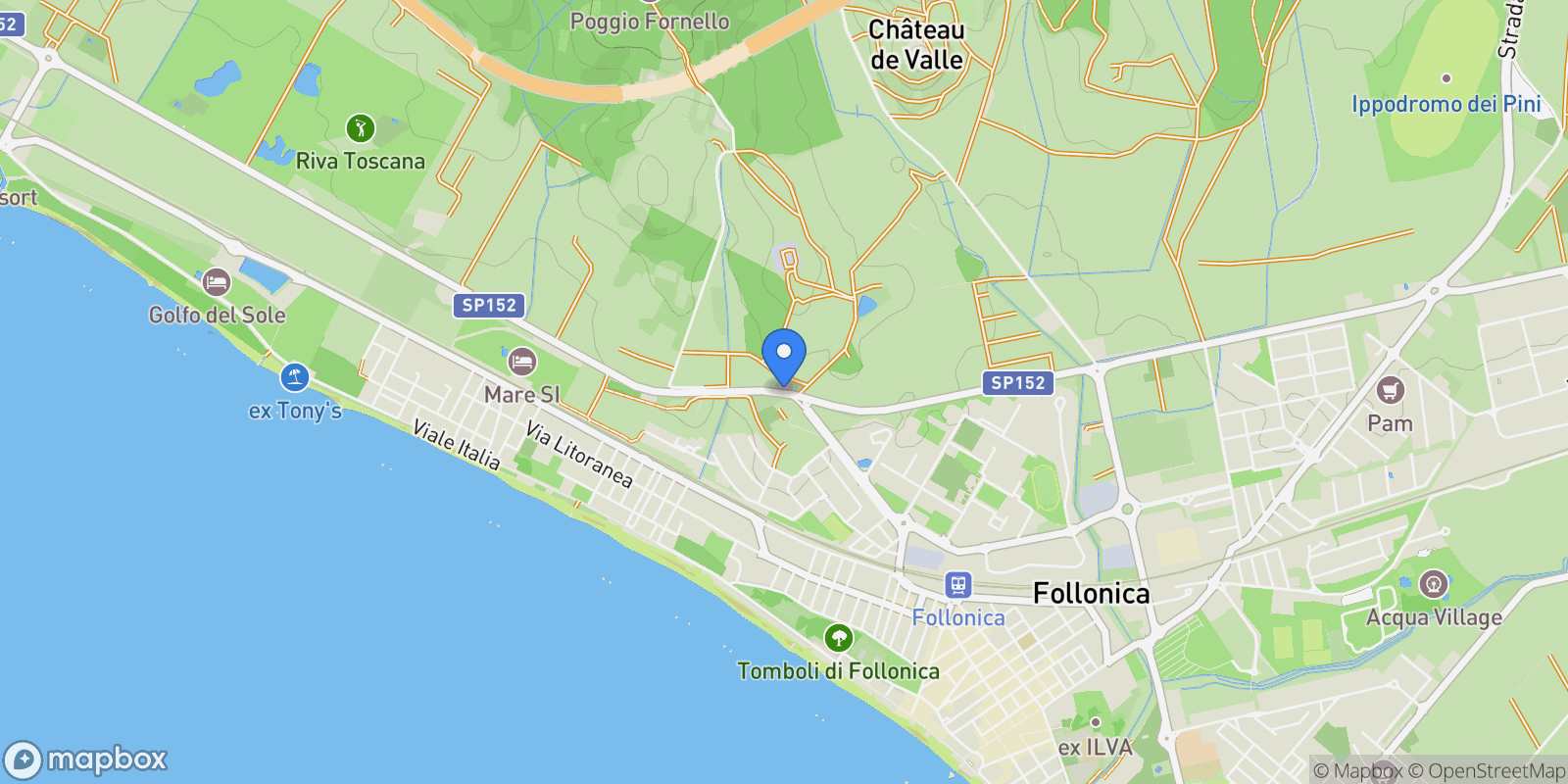 Map showing Follonica, Tuscany, Italy.