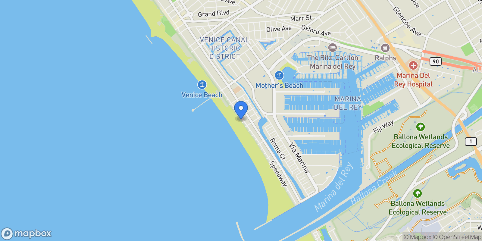 Map showing 3711 Ocean Front 3, Marina del Rey, California, United States.