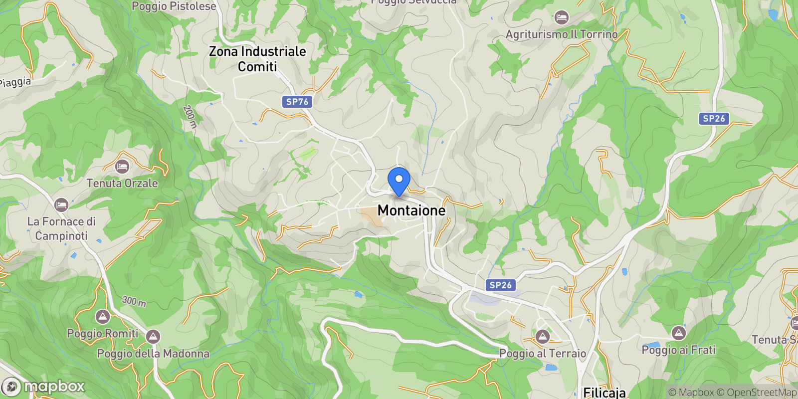 Map showing Montaione, Tuscany, Italy.