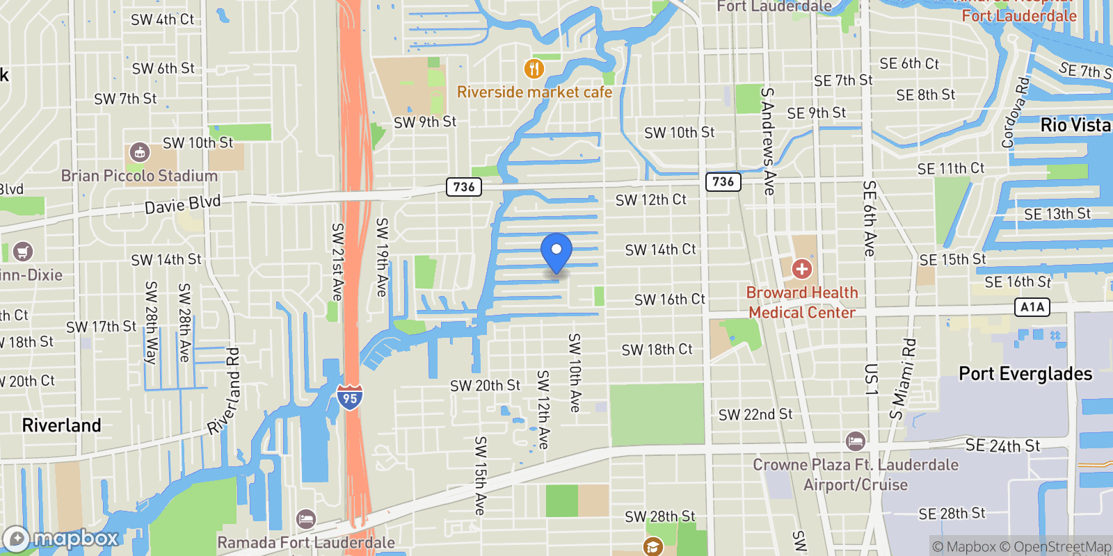 Map showing 1008 Mandarin Isle, Fort Lauderdale, Florida, United States.