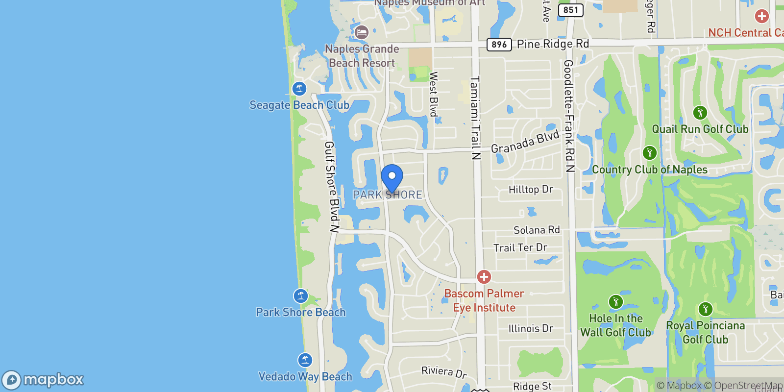 Map showing 505 TURTLE HATCH RD, Naples, FL, 34103, USA, Naples, Florida, United States.