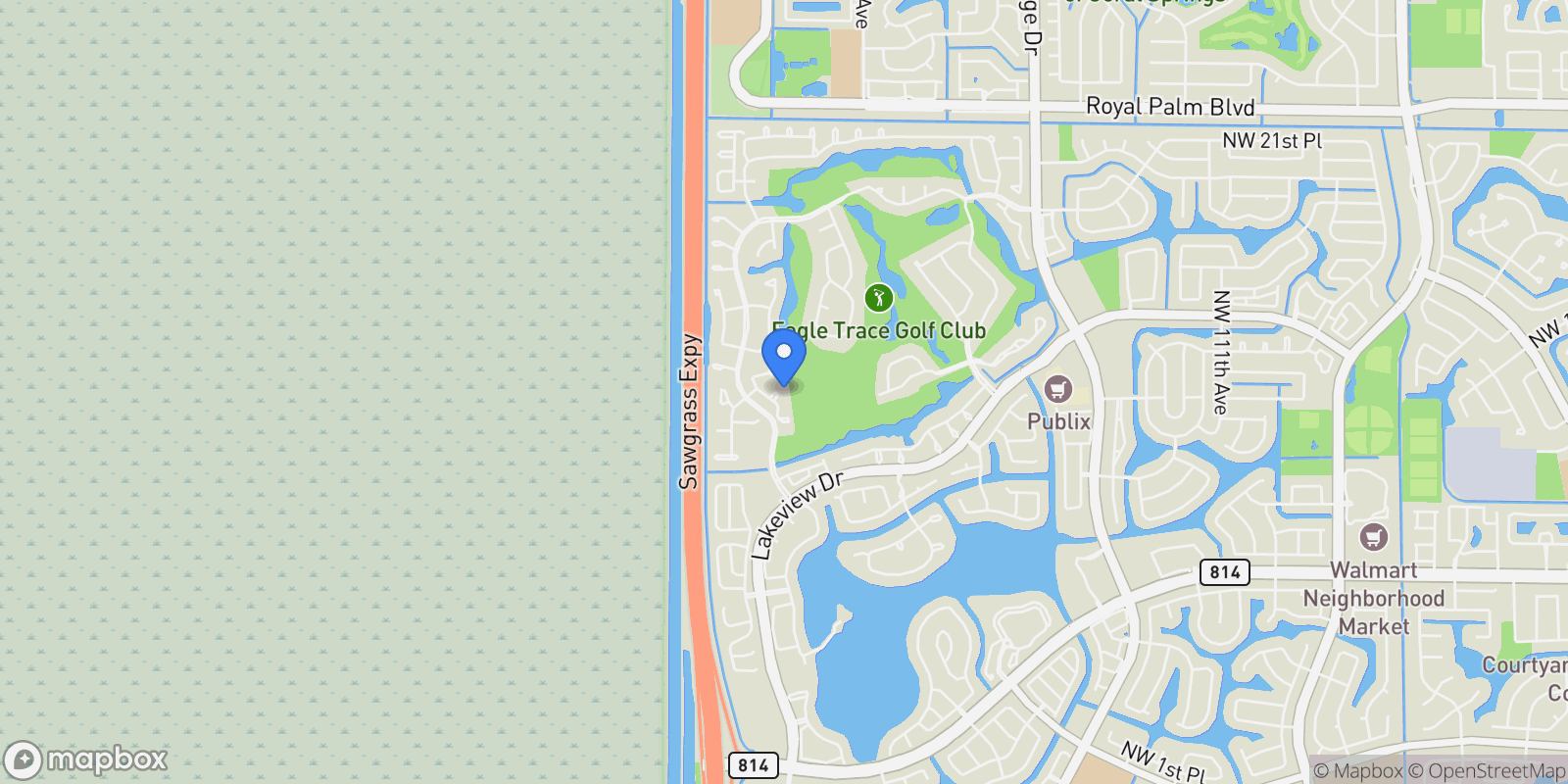 Map showing 1451 NW 126TH DR, Coral Springs, Florida, United States.