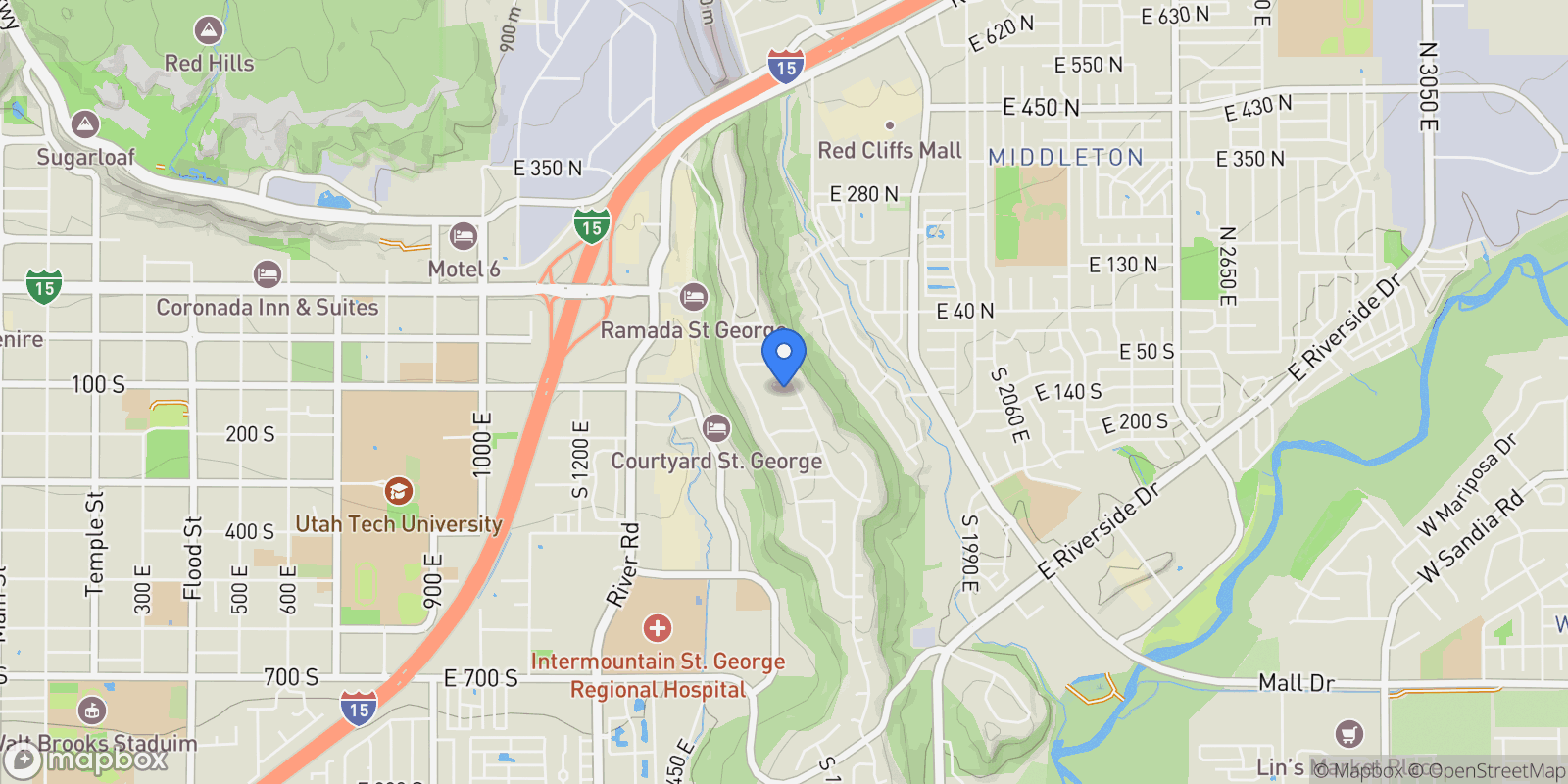 Map showing 1646 E 90 CIR S, St. George, Utah, United States.