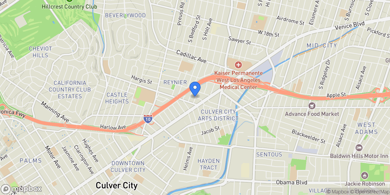 Map showing 2831 S Corning Street, Los Angeles, California, United States.