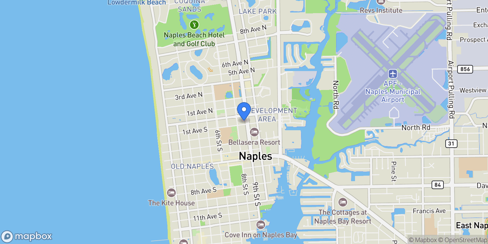 Map showing 82 9th ST S, #301, Naples, FL, 34102, USA, Naples, Florida, United States.