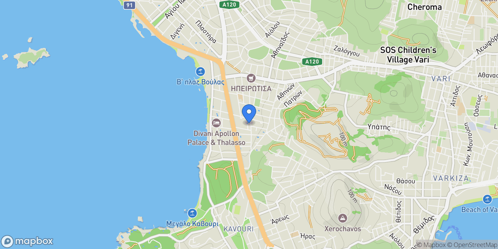 Map showing Pigadakia, Voula, Attica, Greece.