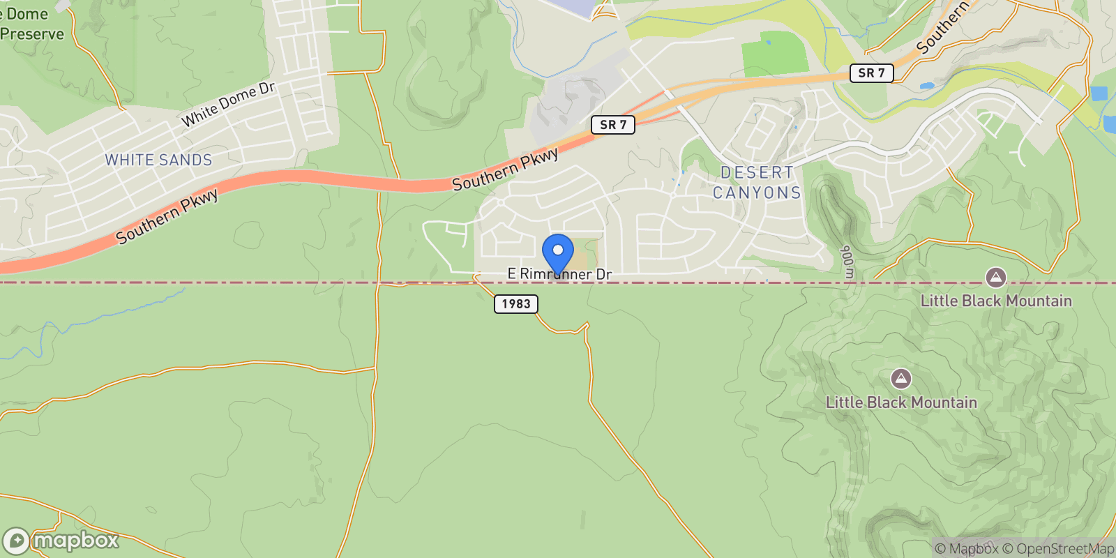 Map showing 3080 E RIMRUNNER DR, St. George, Utah, United States.