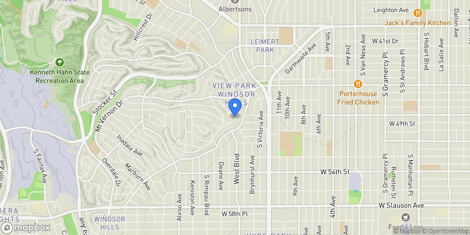 Map showing 3627 Olympiad Drive, Los Angeles, California, United States.