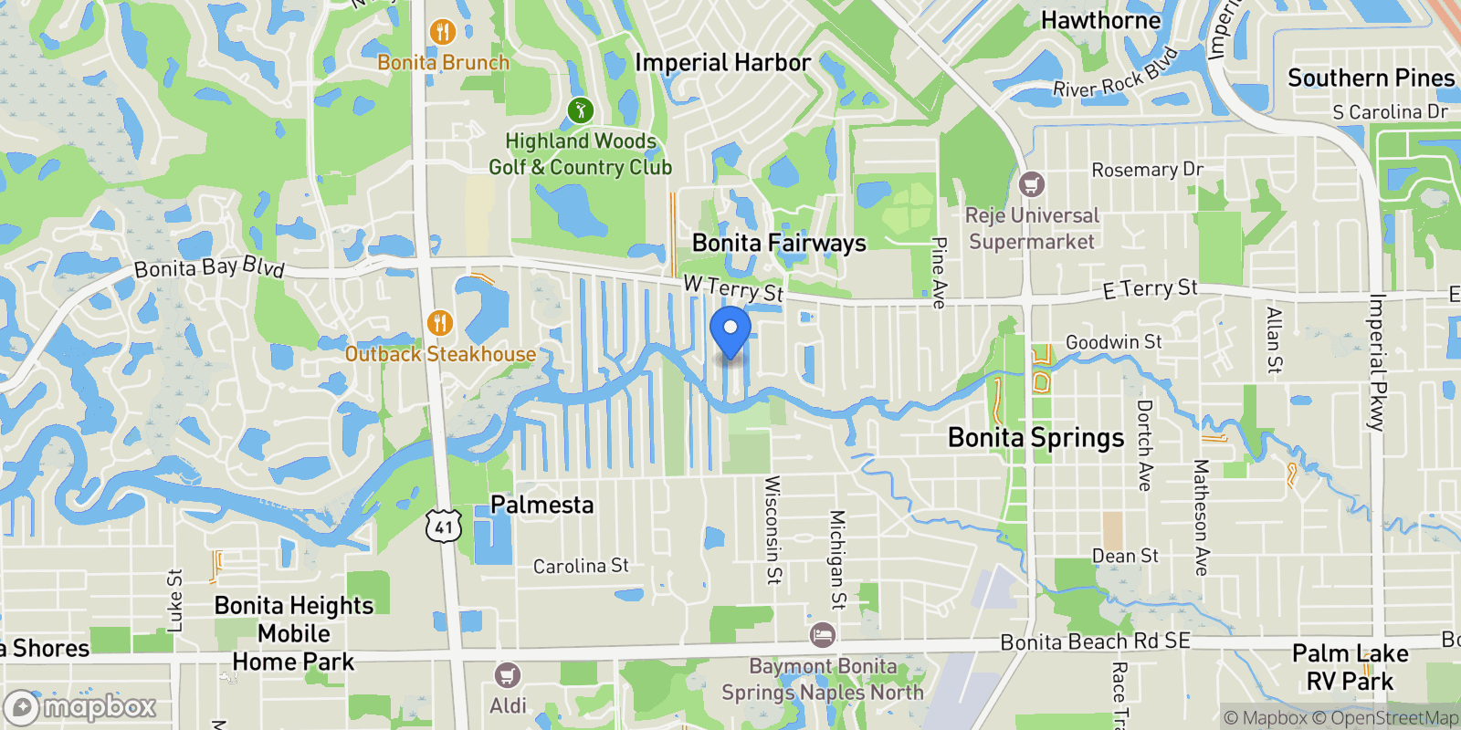 Map showing 27140 Flamingo DR, Bonita Springs, Florida, United States.