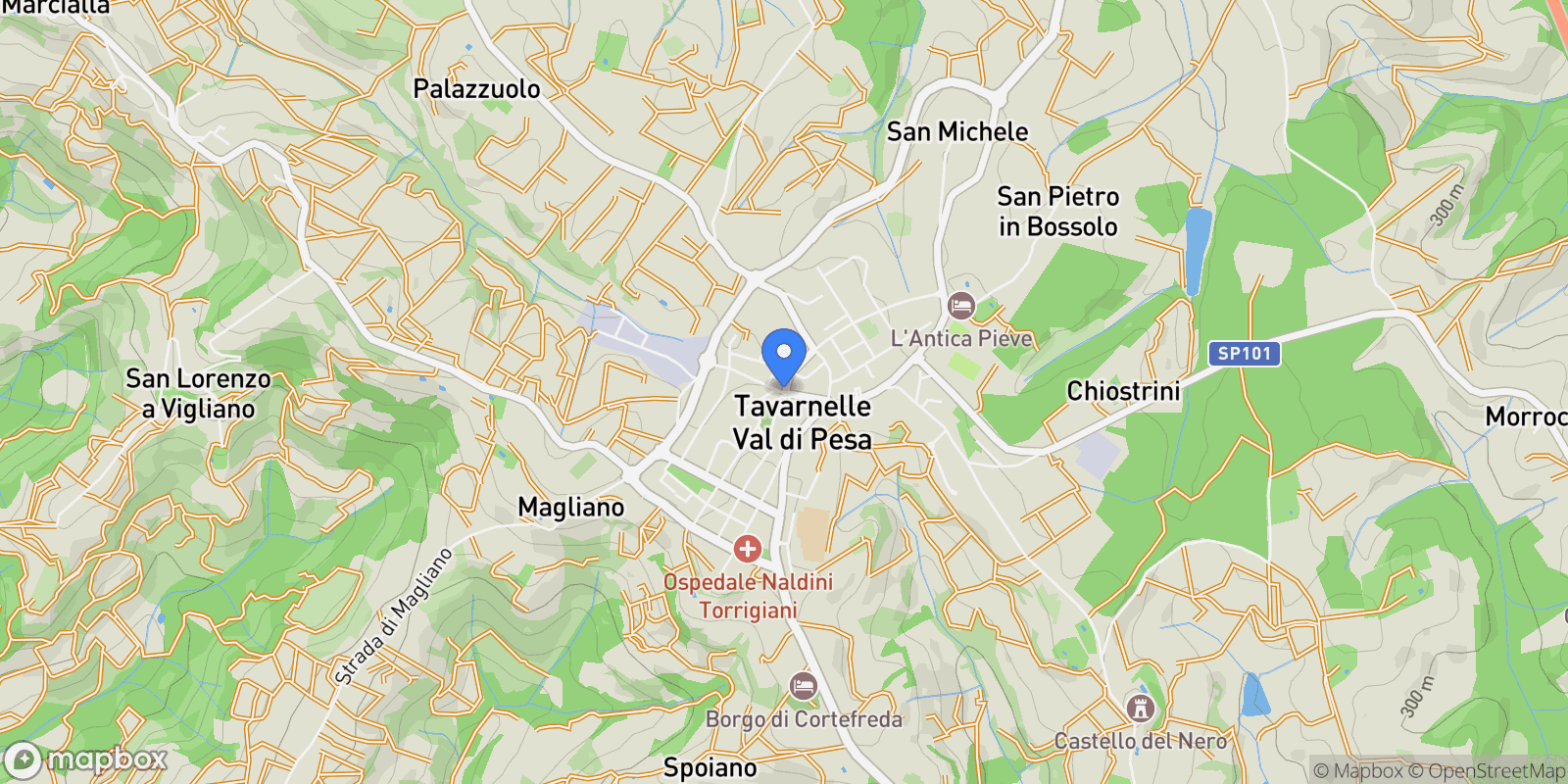 Map showing Tavarnelle Val di Pesa, Tuscany, Italy.