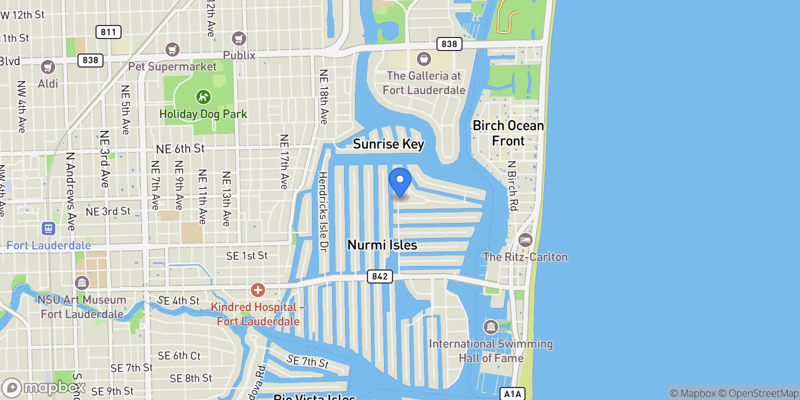 Map showing 326 Seven Isles Dr, Fort Lauderdale, Florida, United States.
