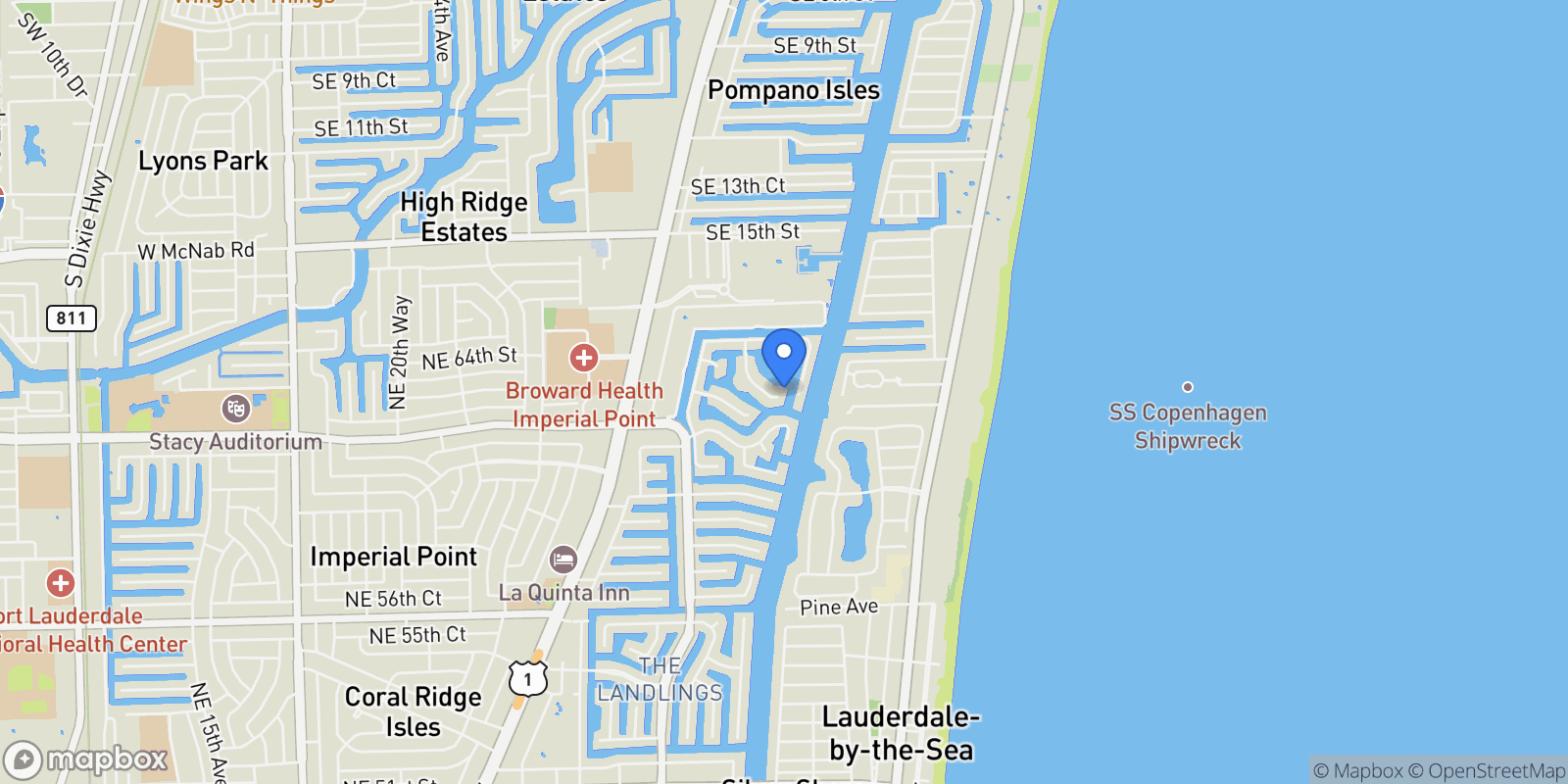 Map showing 90 Compass Ln, Fort Lauderdale, Florida, United States.