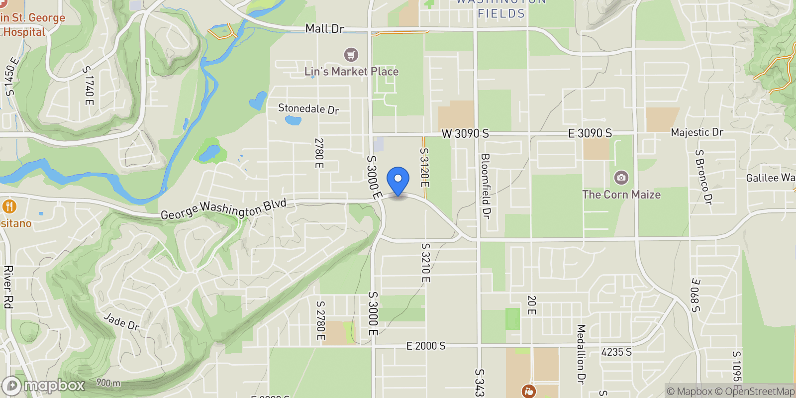 Map showing 1468 S RED CLIFFS TEMPLE LANE LN, St. George, Utah, United States.