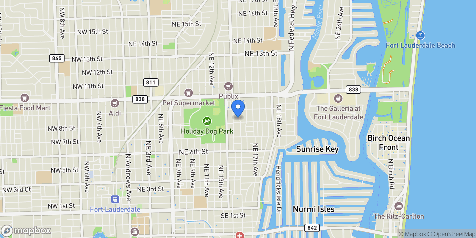 Map showing 809 NE 16th 15, Fort Lauderdale, Florida, United States.