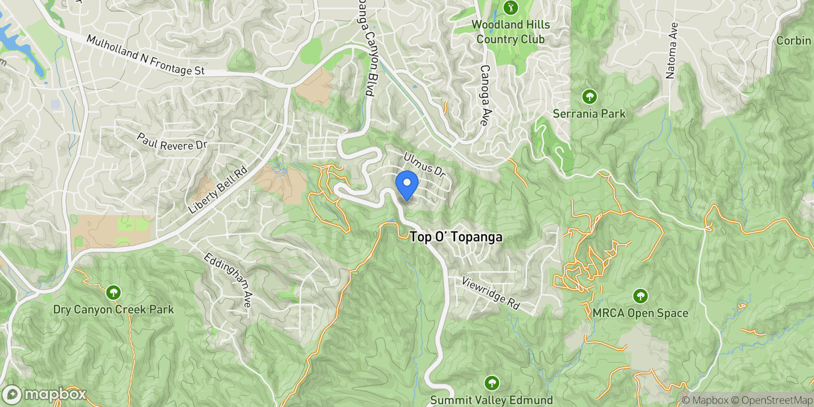 Map showing 3831 Saint Johnswood Drive, Los Angeles, California, United States.
