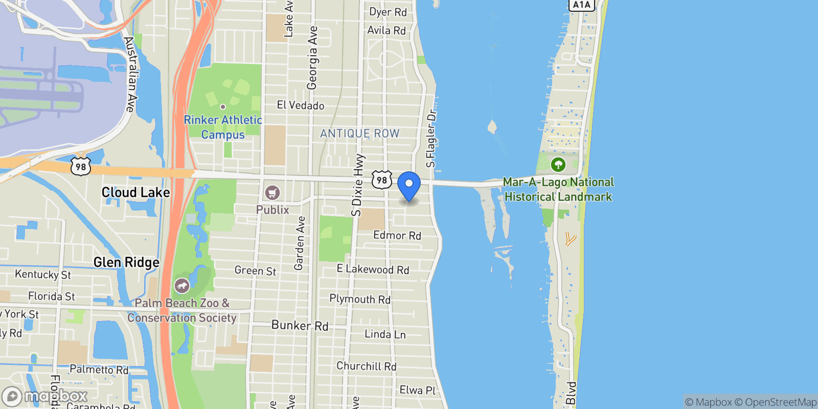 Map showing 4206 Washington Road, West Palm Beach, Florida, United States.