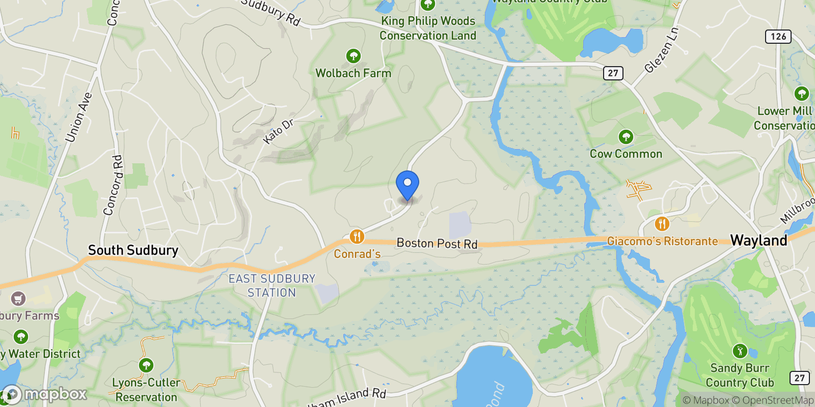 Map showing 6 Old County Rd, #16, Sudbury, MA, 01776, USA, Sudbury, Massachusetts, United States.