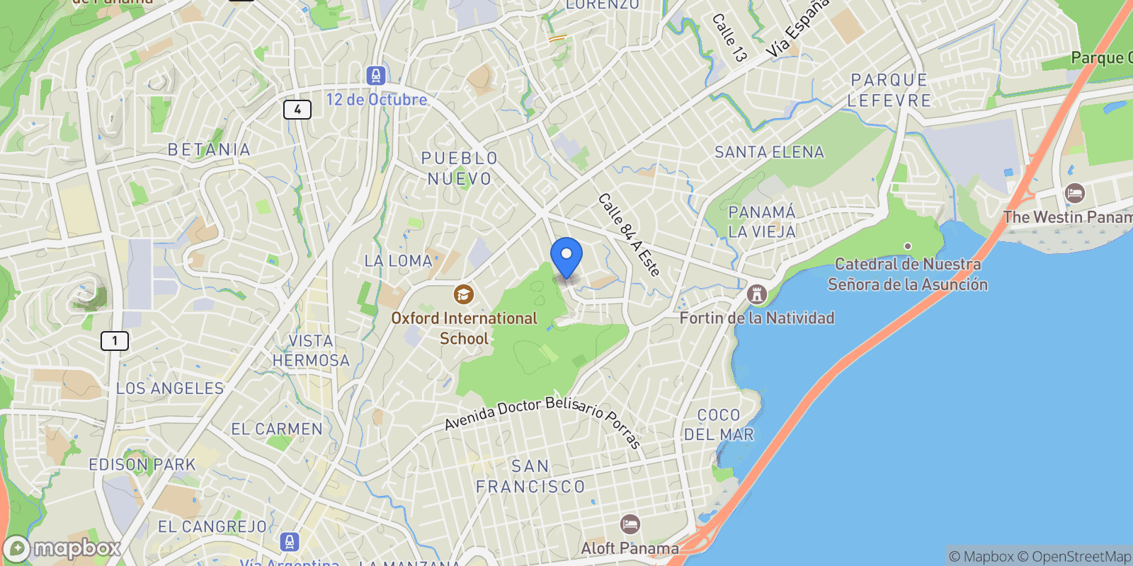 Map showing Panamá CALLE REPÚBLICA DE LA INDIA, Panama City, Panama, Panama.