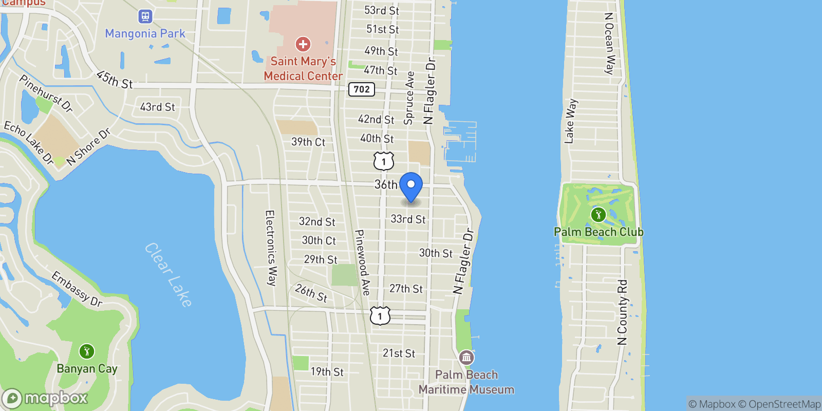 Map showing 441 34th Street, West Palm Beach, Florida, United States.